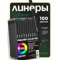 Набор линеров DENKSY, 100шт, цветные, капиллярные, с тонким наконечником 0.4мм