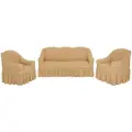 Комплект чехлов на трехместный диван и два кресла с оборкой, цвет Медовый