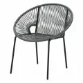 Стул KORNERA Луна, каркас черный, искусственный ротанг серый