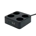 Сетевой фильтр Cablexpert Plate 4 розетки 10А 2xType-C PD 20Вт 2xUSB 2 метра уровень защиты 4+ черный