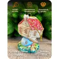 Елочная игрушка Лефортовский фарфор Избушка летняя, ручная роспись, 9 см