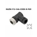 RAZM-F12-C4A-CODE-B-PG9 разъём М12 B-coding 4 pin угловой / розетка (мама) / PG9 (4-8 мм диаметр под кабель)