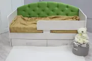Детская кровать Сказка-Lite (анкор) с мягким зеленым элементом