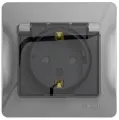 Розетка с заземлением, со шторками (с крышкой) IP44, алюминий, Schneider Electric Glossa