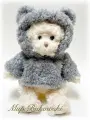 Мишка Lucas в в сером вязанном свитере с капюшоном, Bukowski 25см