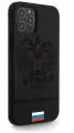 Черный силиконовый чехол MustHaveCase для iPhone 12/12 Pro Черный лаковый Герб Россия для Айфон 12/12 Про Противоударный