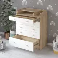 Пеленальный комод Pituso Tori, 5 ящиков, 47.6х80,2х101,1 см, дуб сонома/белый