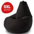 Бескаркасное большое кресло-мешок 5XL черный Велюр