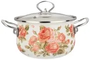 Кастрюля 915-137 agness эмалированная со стекл крышкой серия корейская роза 2.8 л