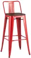 Стул барный Tolix WOOD со спинкой красный глянцевый, металл, дерево