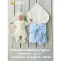 Комплект на выписку из роддома, 4 предмета, размер 56, муслин, молочный/голубой