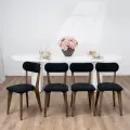 Стулья для кухни SANYAK комплект 4 шт деревянные мягкие со спинкой для обеденной зоны, велюр, Черный