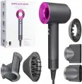 Интеллектуальный фен для волос Super Hair Dryer 1600 Вт, 3 режима, 5 магнитных насадок + держатель, ионизация воздуха