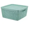 Коробка бязь с крышкой 28х28х14см 8 л Морская волна