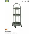 Тележка-этажерка IKEA JUTTERSBO , серо-зеленая, 36x36 см, пластик