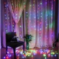 Новогодняя гирлянда светодиодная - Дождь (занавес), 320 LED, разноцветный (3,0 м х 2.0 м), 8 режимов, с возможностью наращивания