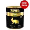 Четвероногий Гурман Golden консервы для собак Кролик натуральный в желе 340г (6 штук)