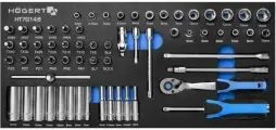 Набор инструментов HOEGERT TECHNIK с трещоткой 1/4 63 шт, ложемент EVA HT7G148