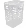 Корзина для белья 'хаос' 55л, белая, 44х36х52см, с крышкой и ручками