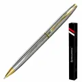 Ручка подарочная шариковая BRAUBERG De Luxe Silver, корпус серебристый, узел 1 мм, линия письма 0,7 мм, синяя, комплект из 2 шт, 141414