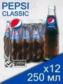 Pepsi Cola, 0.25 л, 12 шт, стеклянная бутылка, (газированный напиток Пепси, стекло)