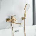 Смеситель для ванной с изливом 25см, золотой