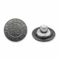 64345 Пуговица джинсовая на фиксированной ножке 20мм 'Герб' цветной металл, темное серебро, 20 шт