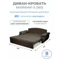Диван кровать раскладной Майами-5 (160) независимый пружинный блок аккордеон велюр темно-коричневый Grand Family