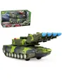 Игрушка для мальчика Танк большой инерционный 27 см, подвижная башня, световые и звуковые эффекты, стреляет ракетами