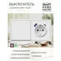 Выключатель света с розеткой с USB и Type C, 2 поста (1кл.+1роз.)