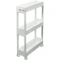 Этажерка Мультидом узкая, 3 яруса, 39.5х12.9х66.4 см, на колесах, белый (9.563)