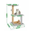 Когтеточка ZURAY для животных, серая, 3 уровня, лежанка, с игрушками, 35×35×85 см