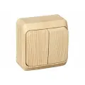 Systeme Electric Двухклавишный выключатель Этюд Дача 10A IP20 сосна BA10-002D