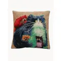Подушка декоративная Коты семья 40х40 велюр