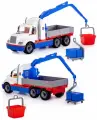 Автомобиль-кран с манипулятором Полесье Майк, бело-синий, пластик, в сеточке (94308)