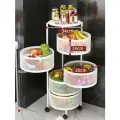 Вращающаяся многоярусная кухонная полка с колесиками