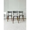 Стулья для кухни SAYMAN 3 шт, деревянные со спинкой, Серый велюр