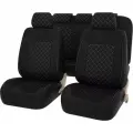 Чехлы на сиденья автомобильные в машину универсальные весь салон PSV Elegant Next (Черный/отстрочка белая), экокожа