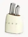 Smeg Набор кухонных ножей из нержавеющей стали, 7 предметов, с подставкой Бежевого цвета