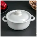 Кастрюля эмалированная Сибирские товары, с крышкой, 1,5 л, белая