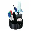 Подставка-органайзер для канцелярии настольная пластиковая для ручек / карандашей офисная Staff Basic, 120*120*110 мм, 5 отделений, черная, 237949