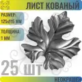 Кованый элемент Лист стальной. Размеры 125х115 мм. Толщина 1 мм - 25 шт