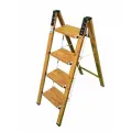 Стремянка Алюминиевая Milano 4 Широкие Ступени, Цвет Дерево, Рабочая Высота 2.91 М, Нагрузка 150 Кг.