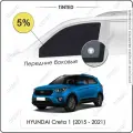 Шторки на автомобиль солнцезащитные HYUNDAI Creta 1 Кроссовер 5дв. (2015 - 2021) на передние двери 5%, сетки от солнца в машину хёндай крета, Каркасные автошторки Premium