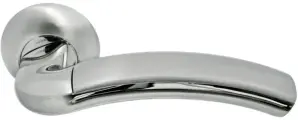 Ручка дверная Morelli MH-02 SN/CP белый никель/хром гладкая, ручки для межкомнатных дверей комплект, фурнитура