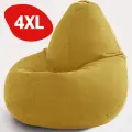 Кресло мешок Bean Joy, пуфик мешок, бескаркасное кресло, размер 4XL, мебельный велюр, желтый