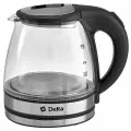 Чайник электрический Delta DL-1121, 1,2 л, черный, стеклянный корпус с подсветкой.