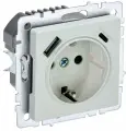 BRITE Розетка одноместная с заземлением с защитными шторками 16А с USB A+C 18Вт РЮш11-1-БрЖ жемчуг IEK