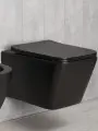 Безободковый подвесной унитаз микролифт дюропласт черный матовый Gid Tr2144Bm