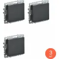 Выключатель IEK / ИЭК Brite ВС10-1-6-БрЧ, скрытой установки проходной, 10А 230В IP20, черный 74.4х74.4х42.5мм, одноклавишный BR-V12-0-10-K02 / переключатель (комплект из 3 шт)